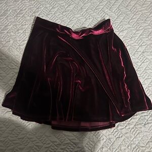 Burgundy velvet 2010s skater skirt